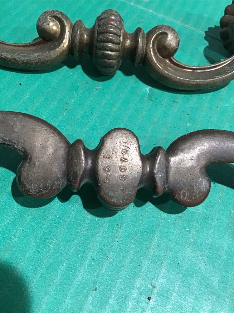(2) Original Bernhardt Heavy Cast Brass Drop Bail Drawer Pull BS1 40079 Handle