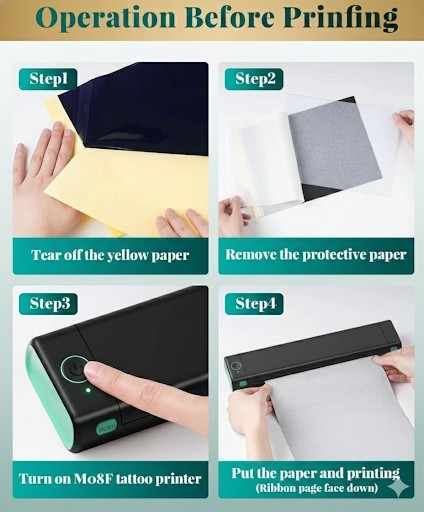 Phomemo Mo8F Bluetooth Stencil Printer Portable Black w/ Carrying Case