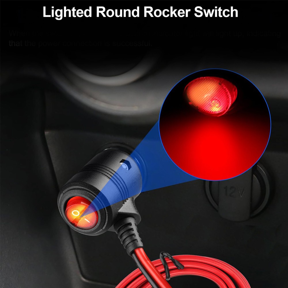 2pcs 12V Car Cigarette Lighter Plug Socket Heavy Duty Adapter with On/Off Switch