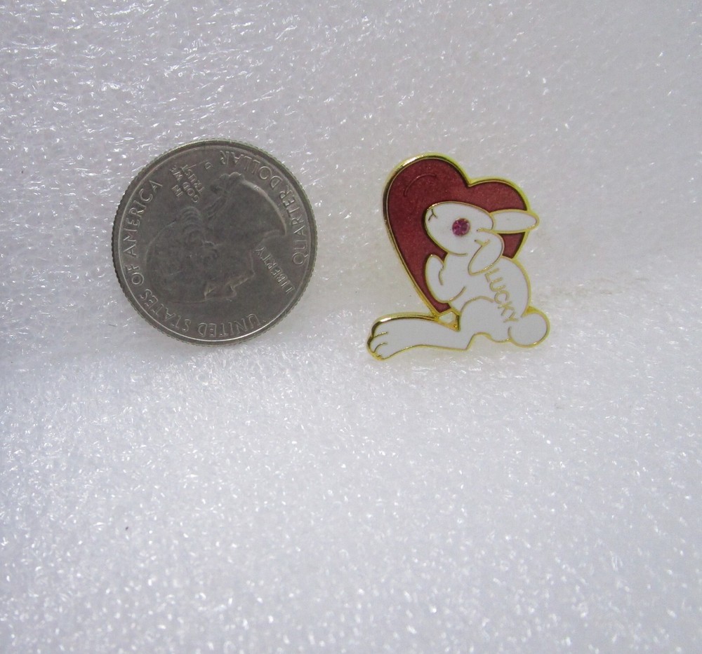 Lucky Rabbit Red Heart Pin