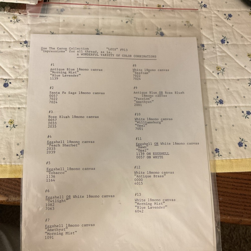 Something Different LOIS-6 Single Needlepoint Pattern CEG913-6 Instructions