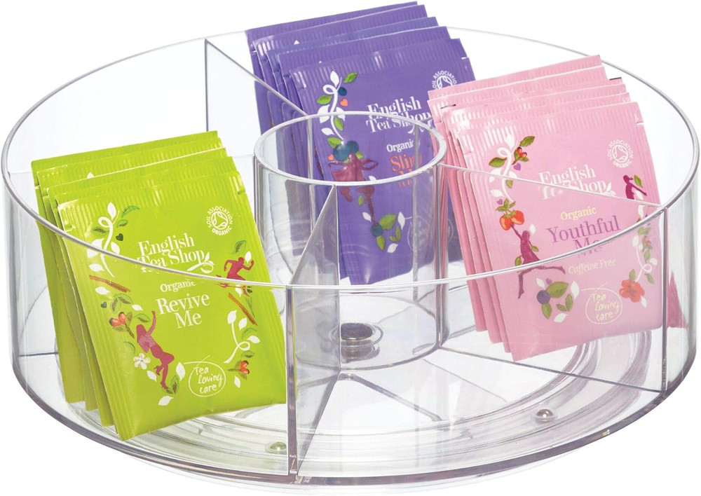 Cabinet Binz Divided Rotating Turntable Tea Packet Organizer, 9" X 9" X 3.01", C