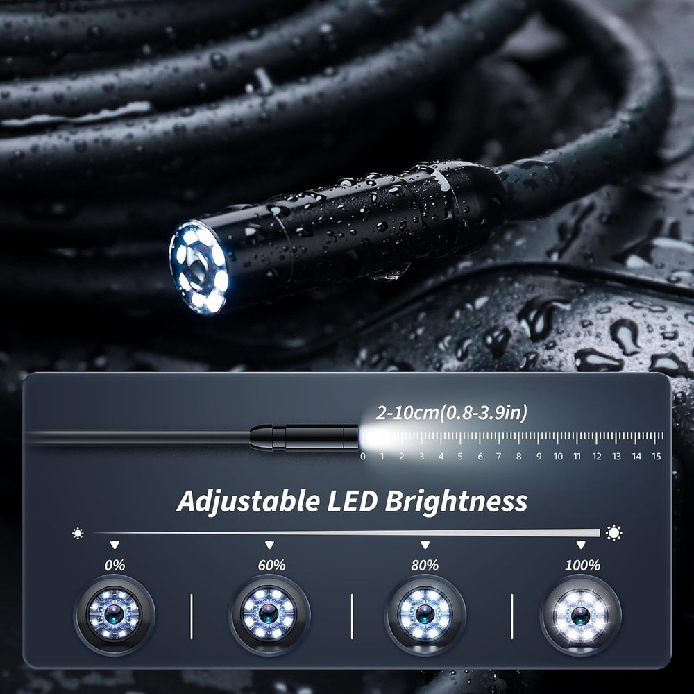 Endoscope Camera with Light, Inspection Borescope Camera with 4.3" IPS Screen, 1