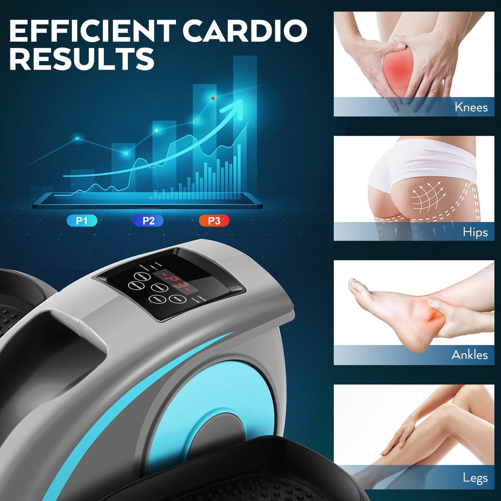 Under Desk Elliptical Machine Electric Seated Leg Exerciser w/LCD Remote Control