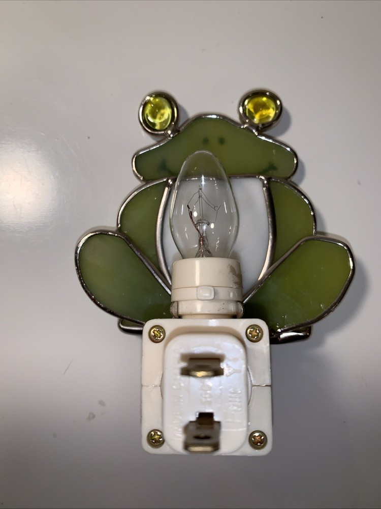 FROG STAINED GLASS NIGHT LIGHT NIGHTLIGHT LIGHTED WALL DECOR