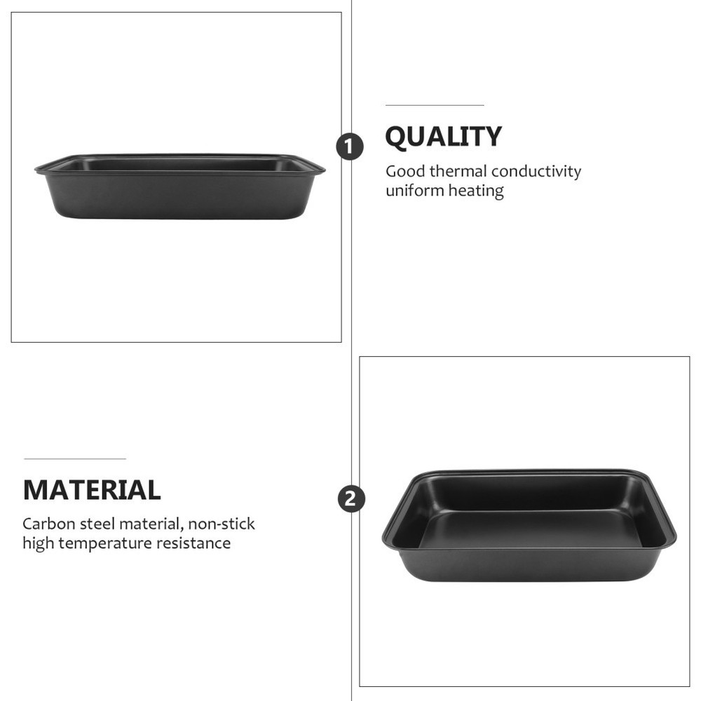 1Pc Baking Plate Bakeware BBQ Pan Practical Kitchen Food Container (Black)
