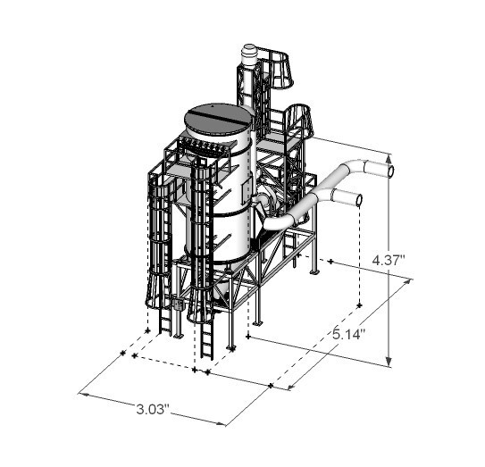 HO Scale Dust Collection Rd. L. wPlatform Kit for Grain Elevator Structures 1:87