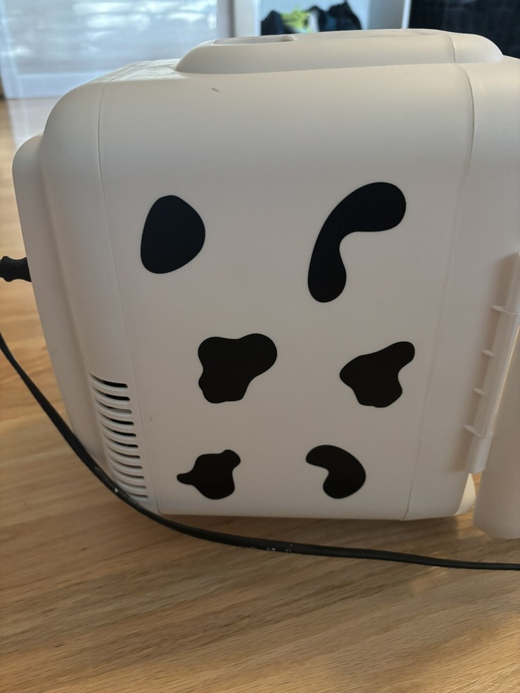 Hardly Used Cow Print 6 Can Mini Fridge