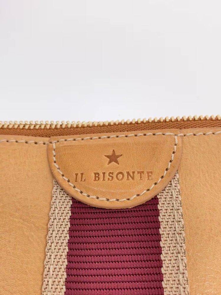IL BISONTE Pouch Leather BLK Solid Color