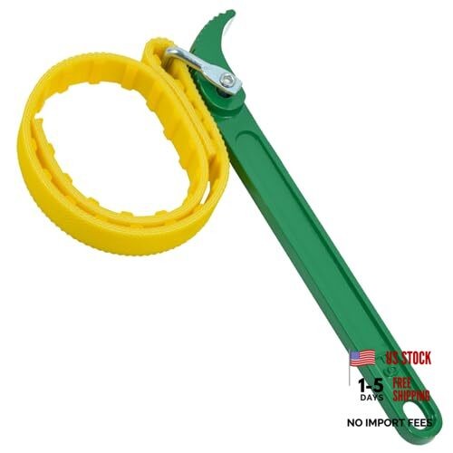 Adjustable Strap Wrench, 9’ Handle, Rubber Strap Pipe Wrench, Oil Filter