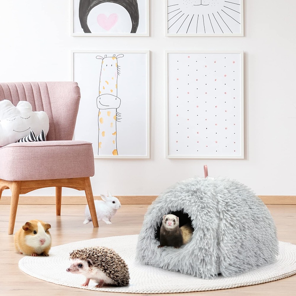Guinea Pig Bed Plush Calming Hideout, Warm Rabbit Hide for Hamsters Hedgehogs...