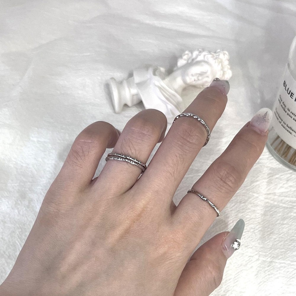 925 Sterling Silver Minimalist Hammered Textured Thin Knuckle Midi Stacking R...