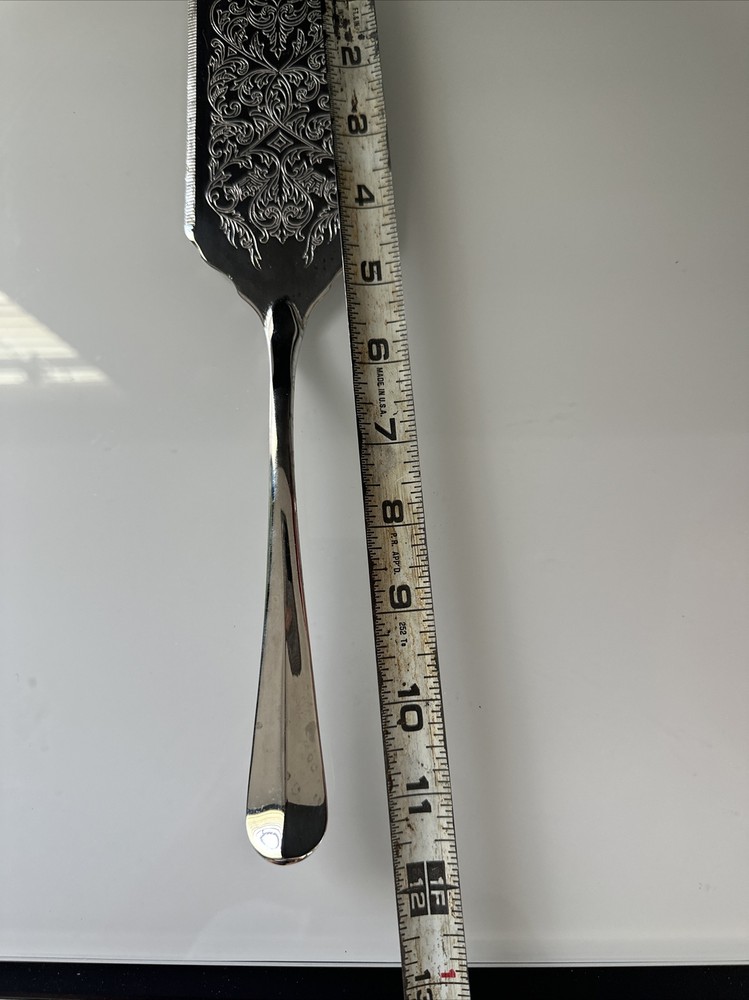 Vintage Engraved Rectangle Cake Slice Server Silver Wedding Christmas Cutlery