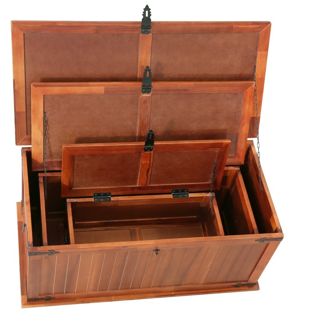 NNEVL Storage Chests 3 pcs Solid Acacia Wood