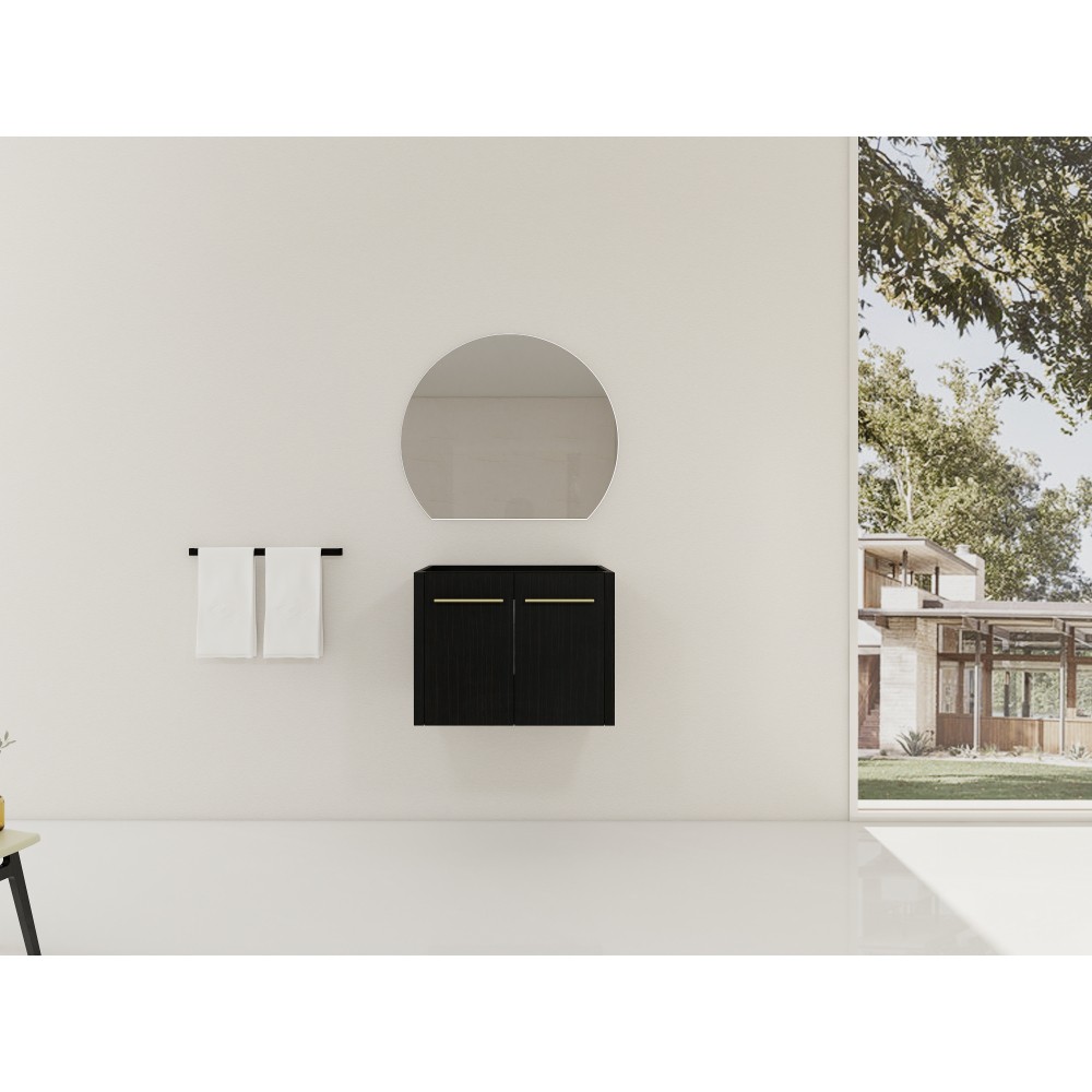 Wall-mounted bathroom cabinet without sink Features double doors with handles