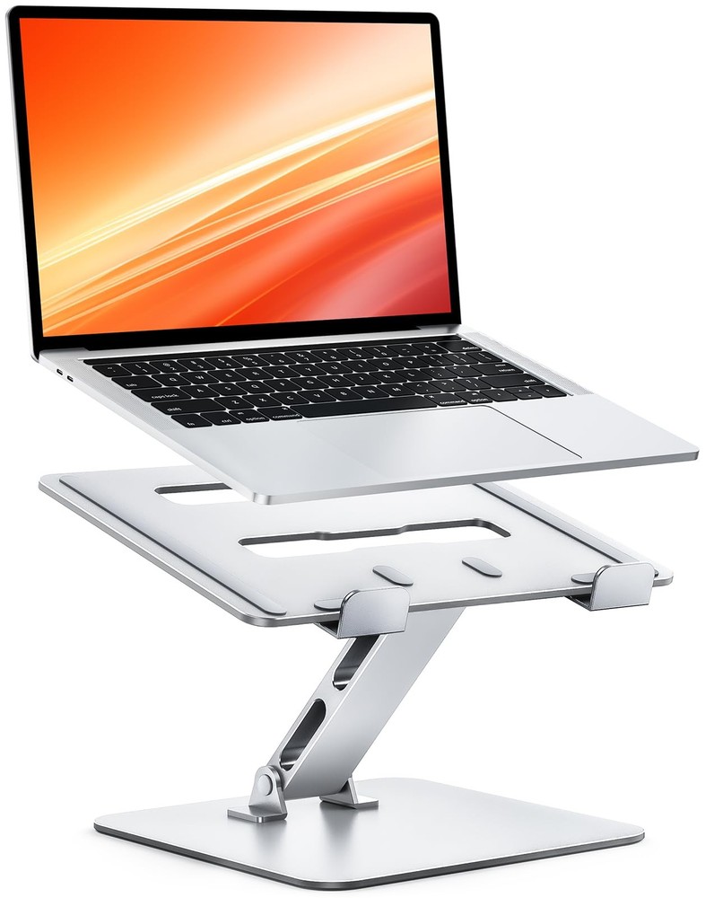 Niweya Adjustable Ergonomic Laptop Stand for Desk, Foldable Computer Silver