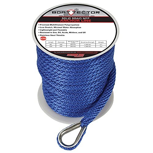 3006.3478 BoatTector Solid Braid MFP Anchor Line with Thimble - 1/2" x 100',