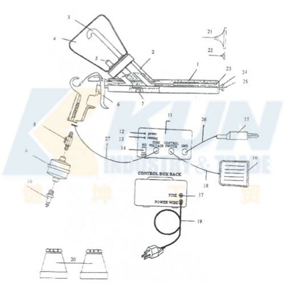 New complete 10~30 PSI powder coating system-paint gun PC04-5 updated version