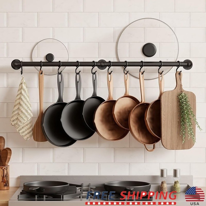 Heavy Duty Wall Mounted Pot Capacity Cast Iron Organizer US
