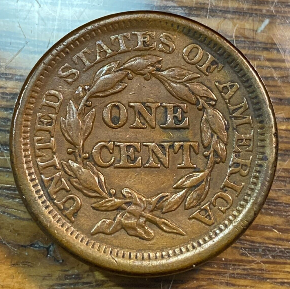 1853 Large Cent Nice Original AU CHRC