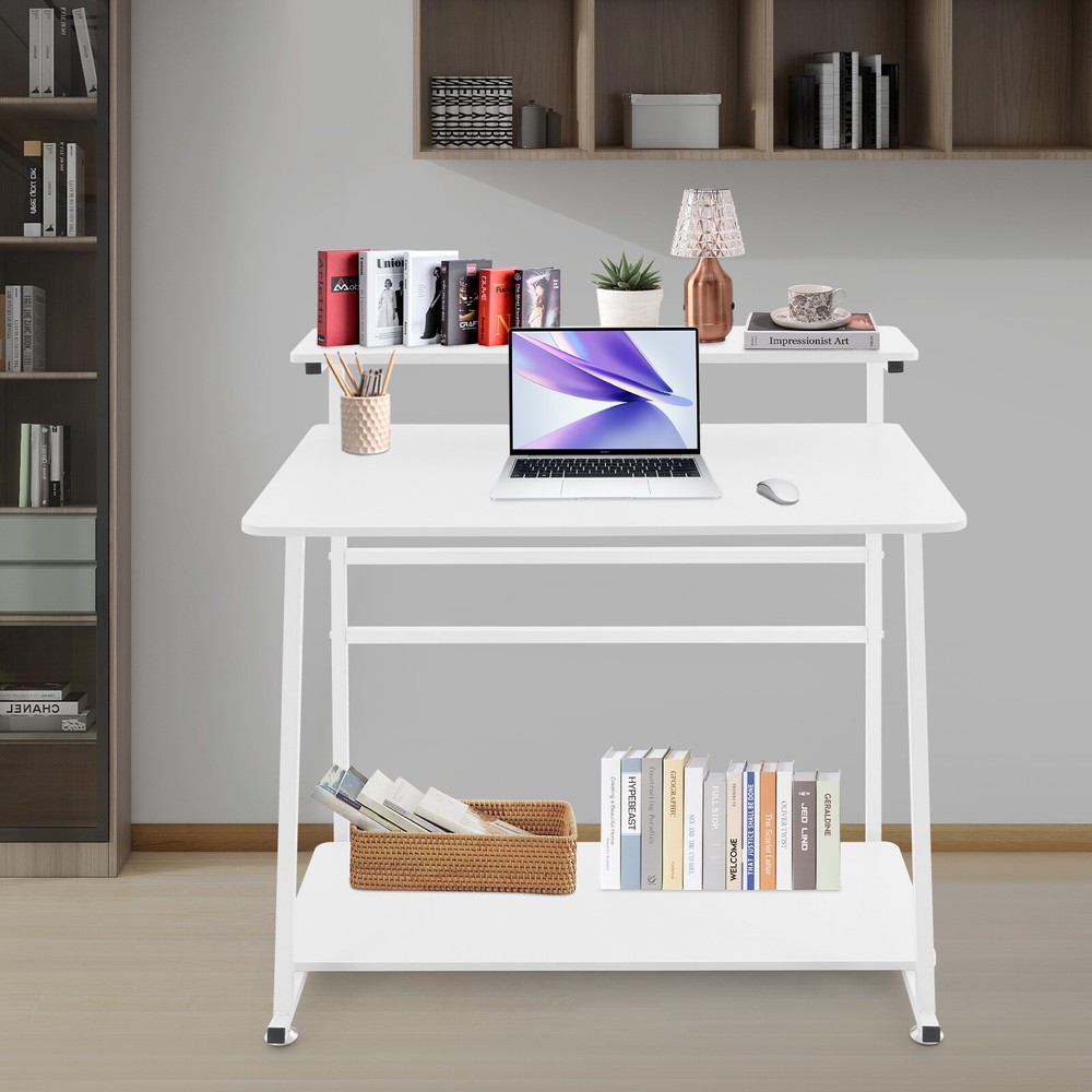 Modern Free Standing Home Office Desk Rolling Computer Desk 3-tier Computer Desk