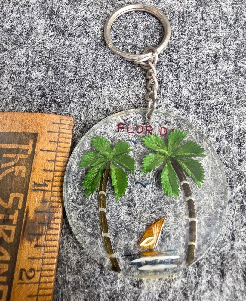 Florida Palm Tree & Sailboat Clear Keychain Souvenir