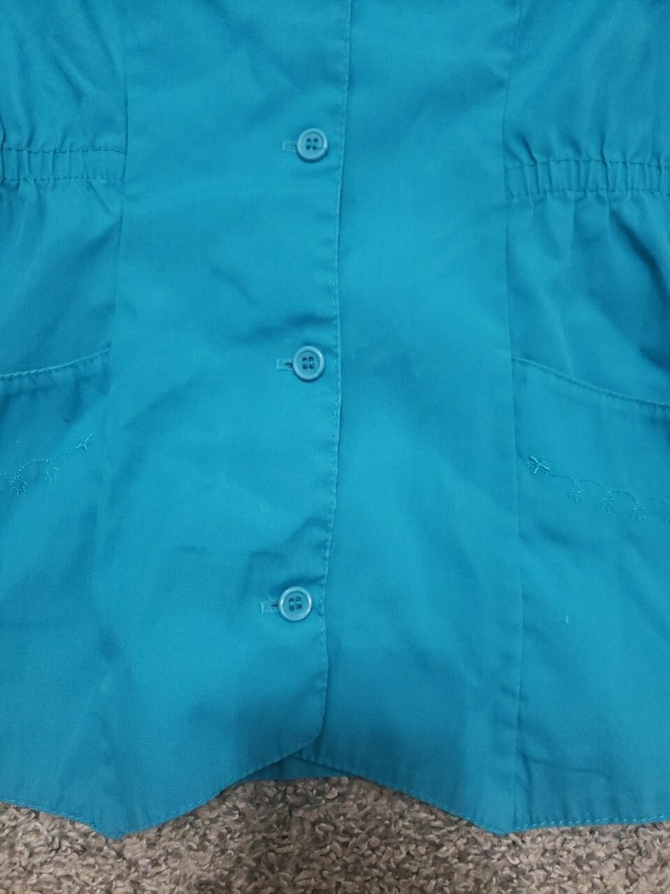 Women's Landau Size Small Blue Scrub Top