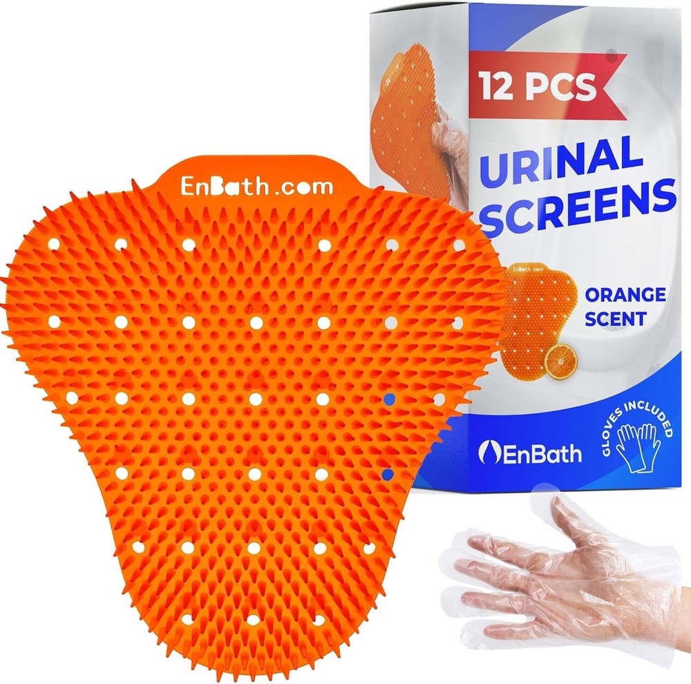 12 Pack Urinal Screen Deodorizer  Scented with Splash Guard Bristles