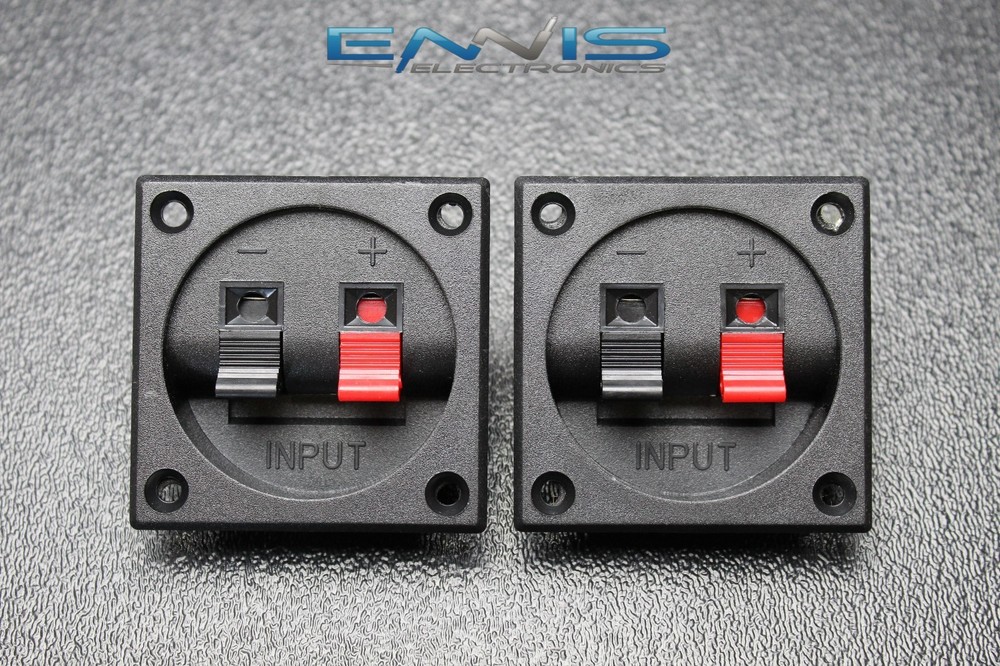 (2) PCS SQUARE JACK TERMINAL CUP SCREW SPEAKER SUBWOOFER BOX SPRING LOADED TCSS