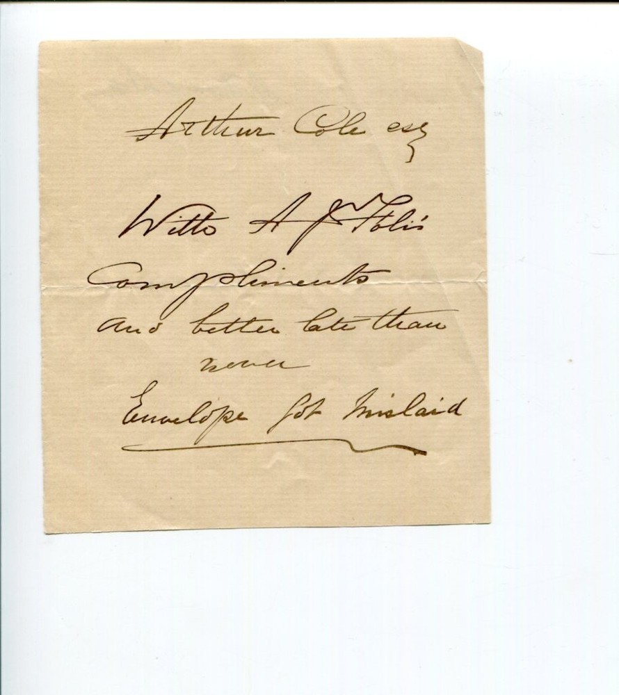 Arthur Cole Early Stage Actor Broadway Signed Autograph Note