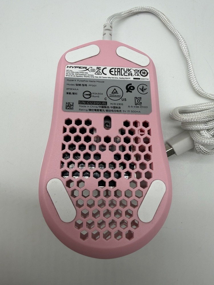 HyperX Pulsefire Haste Gaming Mouse White Pink Honeycomb Wired USB PC!(TESTED)
