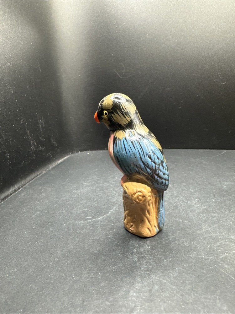 HAND MADE, HAND PAINTED PARROT FIGURE 3.75”