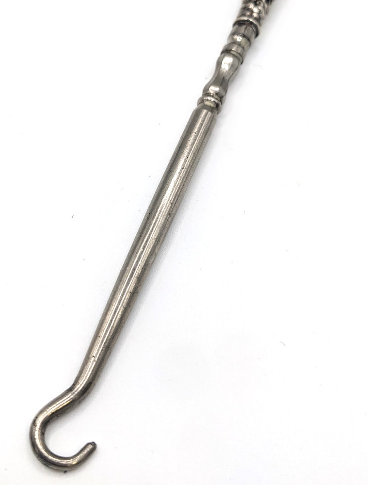 Antique Victorian Repousse Floral Sterling Silver ? Button Hook