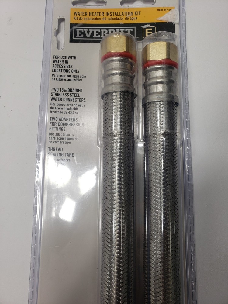 Everbilt Water Heater Electric Installation Kit Flexible Braid Water Connectors