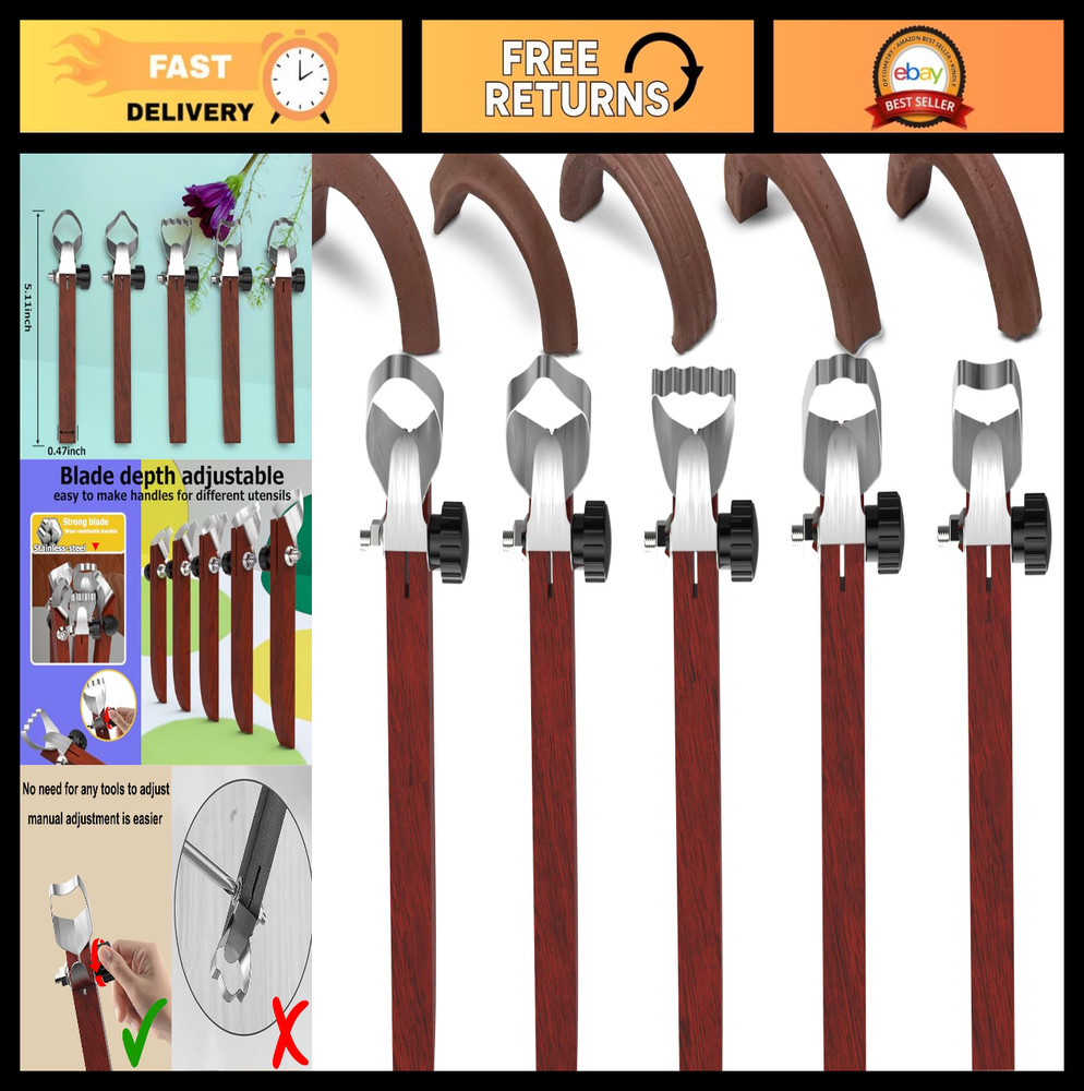 5 Pcs Pottery Handle Making Tools Set - Carving, Scraper & Clay Extruder for Mug