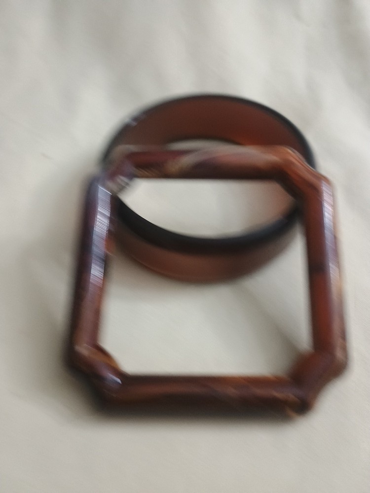 2 Brown Plastic Bangle Bracelets 1 Square/1 Round