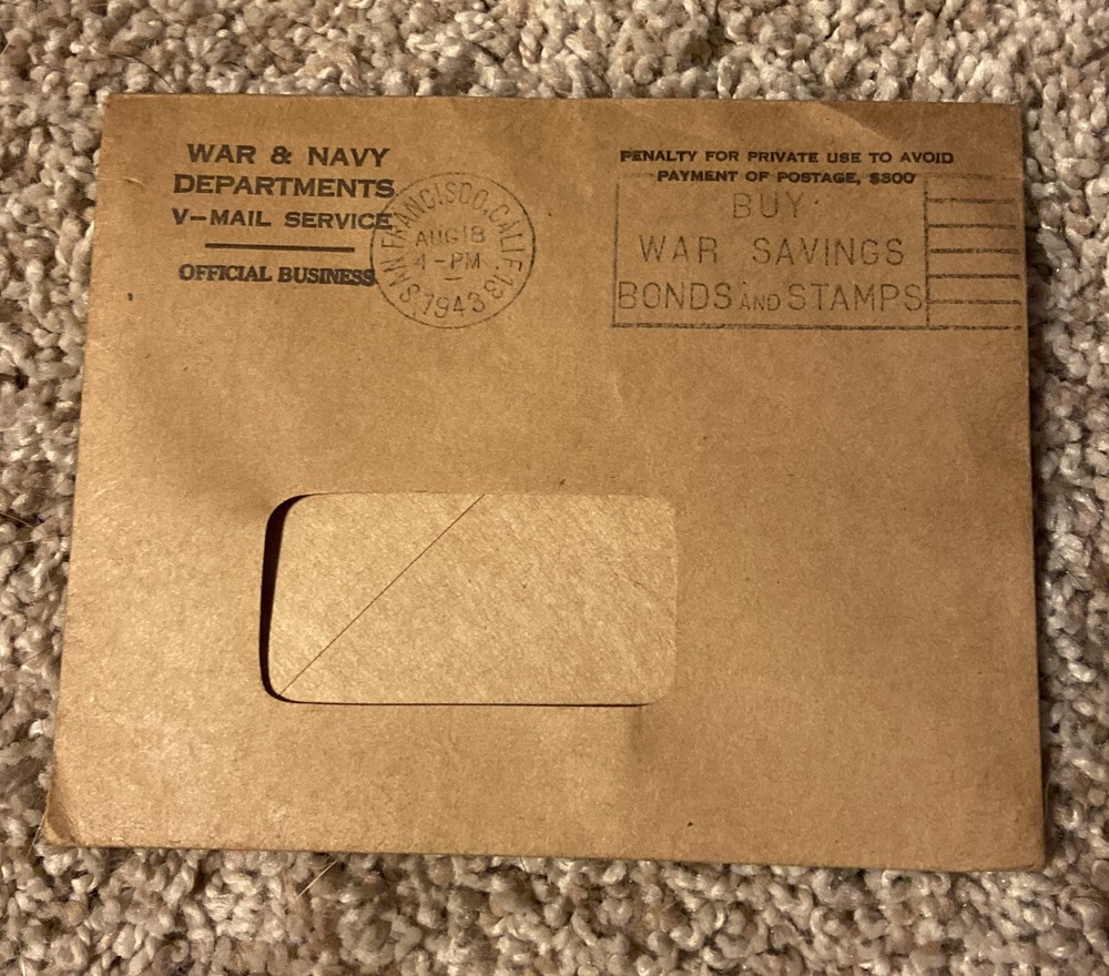1943 War and Navy Dept. V-Mail