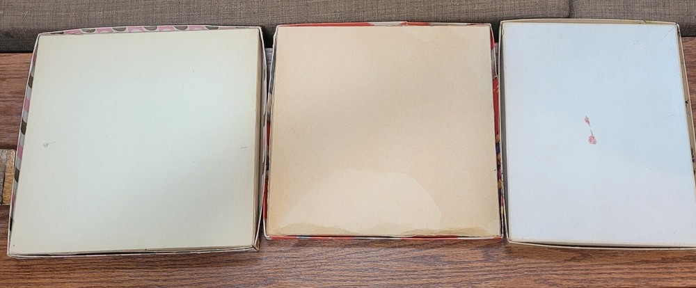 Three EMPTY Vintage Christmas Gift Wrap Boxes. Classic 1960s designs.