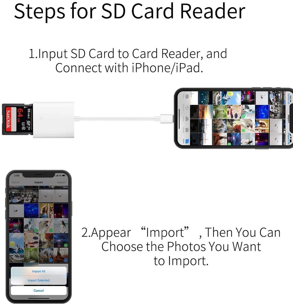 Apple MFi Certified Lightning to SD Card Camera Reader for iPhone iPad, sd Ca...