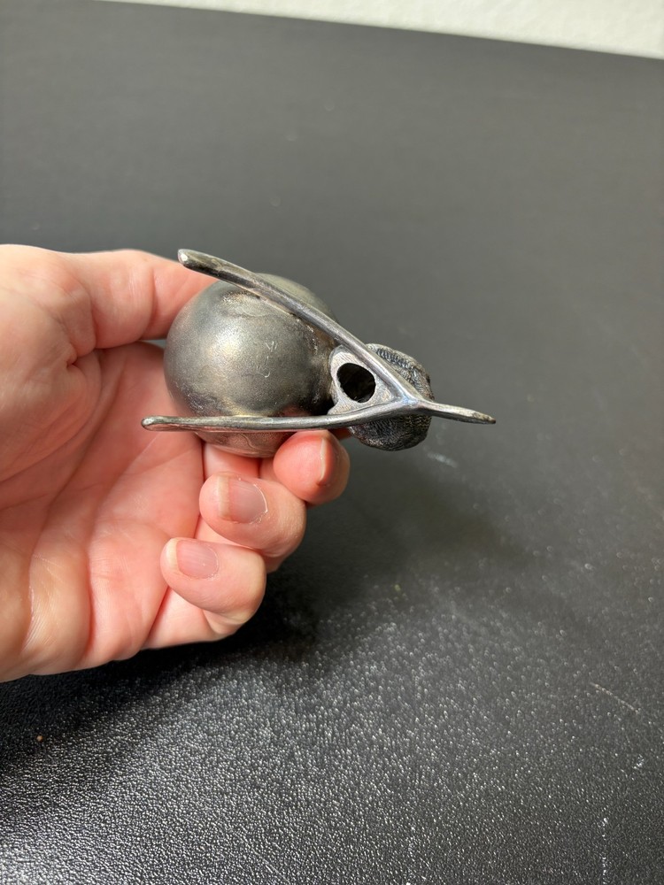 Antique Silver Plate Egg Cup With Bird & Wishbone