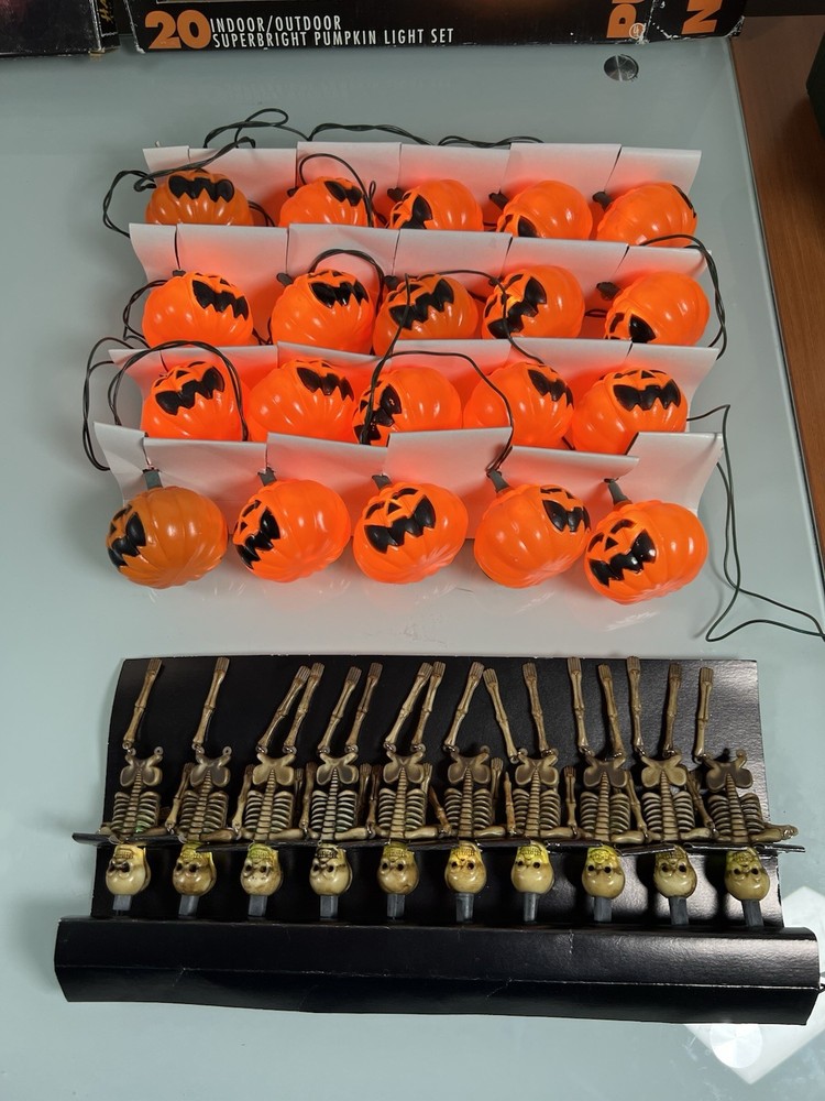 Halloween Light Set Bundle Skeleton Pumpkin Flicker Candle Lights Tested Working