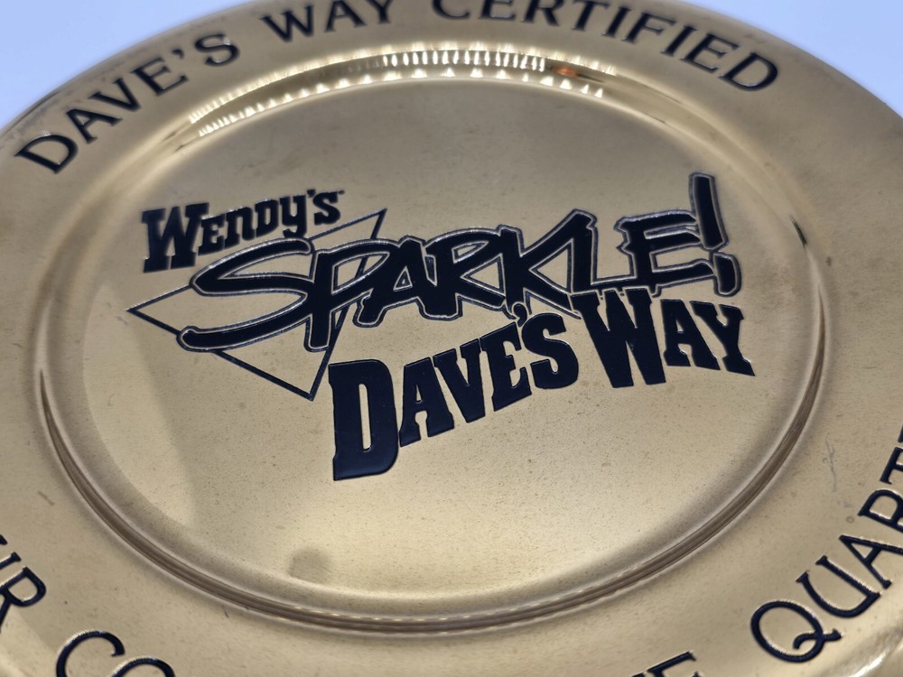 Vintage Dirilyte Solid Bronze plate Award Wendy's Sparkle Daves's Way Certified