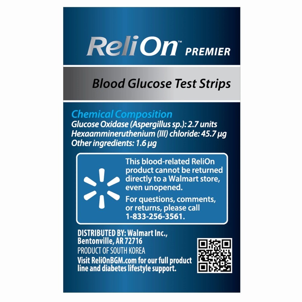 Blood Glucose Test Strips, 50 Count, No Coding Required, Compatible with Premier