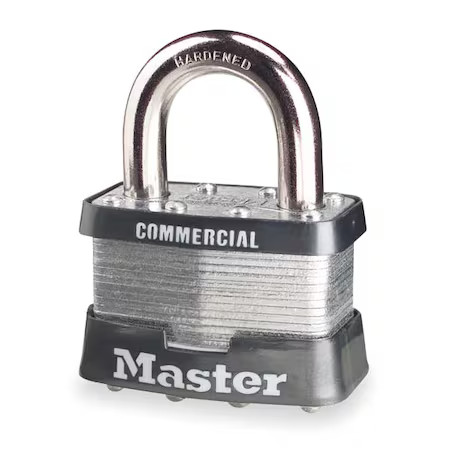 Master Lock 5N Padlock, Keyed Different, Standard Shackle, Rectangular Steel