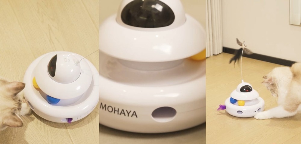 4-in-1 Interactive Cat Toy - Automatic Laser, Fluttering Butterfly & Moving Feat