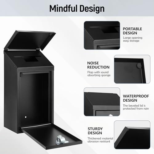 Secure Wall-Mounted Mailbox for Outside, Rust-Proof Steel Postbox Key Lock