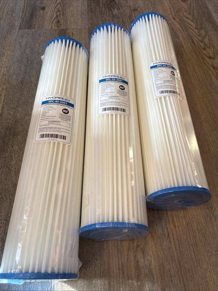 3-Ct Pleated Sediment Water Filters Reusabe Hydronix SPC-45-2001, 4.5" x 20"