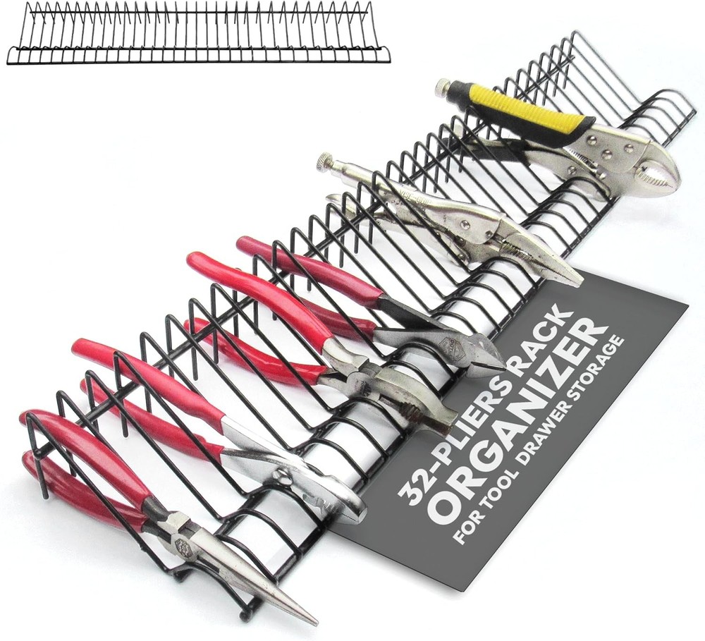 Pliers Rack for Tool Drawer Storage, Holds 32 Tools, Steel Frame, Triple-Coated