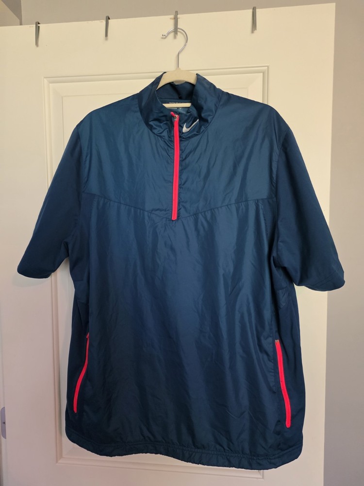 Nike Golf Blue SS Pullover Wind Breaker 3/4 Zip Mens Size Large