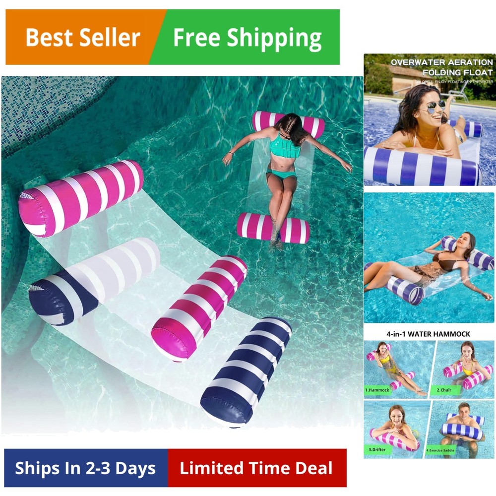 2-Pack Swimming Pool Float Hammock, Multi-Purpose Inflatable Hammock Pool Ham...